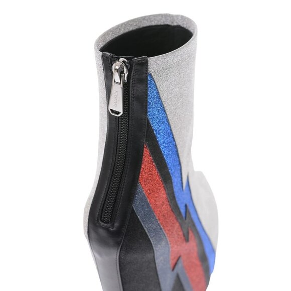 Balmain Eva 15cm Glitter Lightning Wedge Bootie Silver Size: 38 / 7.5 – 8 NIB - Picture 4 of 4